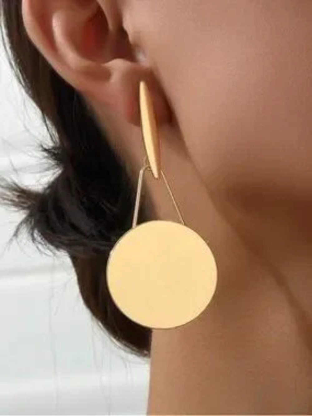 Anthropologie Polished Gold Disc Drop Earrings